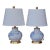 Pair of Jonathan Y Holly Marbleized Ceramic Table Lamps in Blue & White For Sale