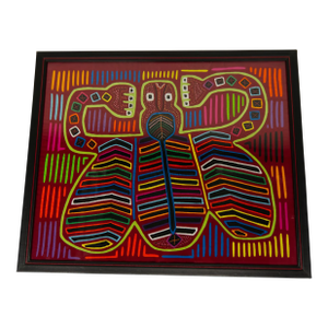 Framed Mola Textile Art by the Kuna
