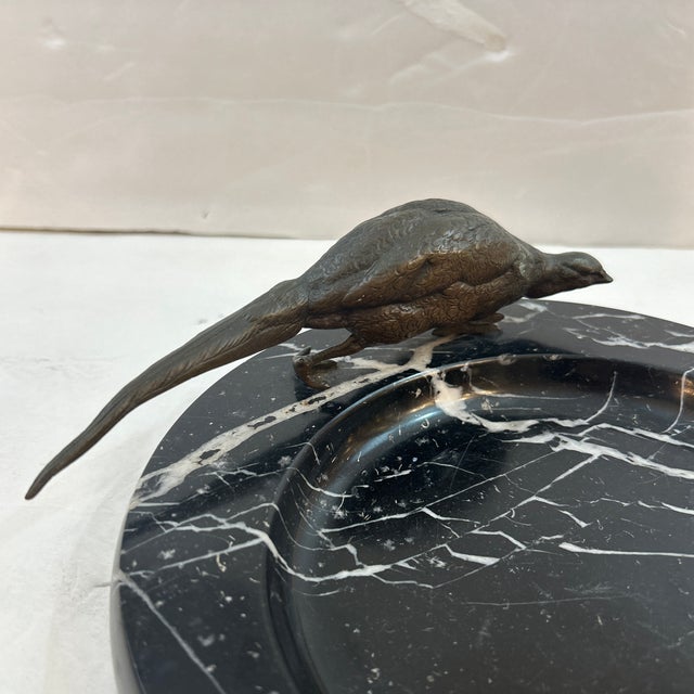 Black and White Marble With Bronze Peacock Catchall For Sale - Image 4 of 8