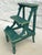 Wood Tuscany Italian Country Carved &Amp; Distressed Green Painted Wood 3-Step Library Ladder For Sale - Image 7 of 11