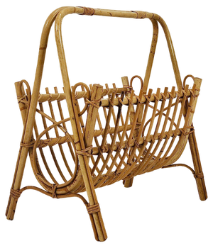 Rattan Bamboo Magazine Rack, France, 1950s