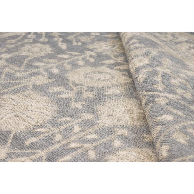 Pasargad Home Oushak Blue Wool Area Rug, 7'10'' X 9'10'' For Sale - Image 4 of 5
