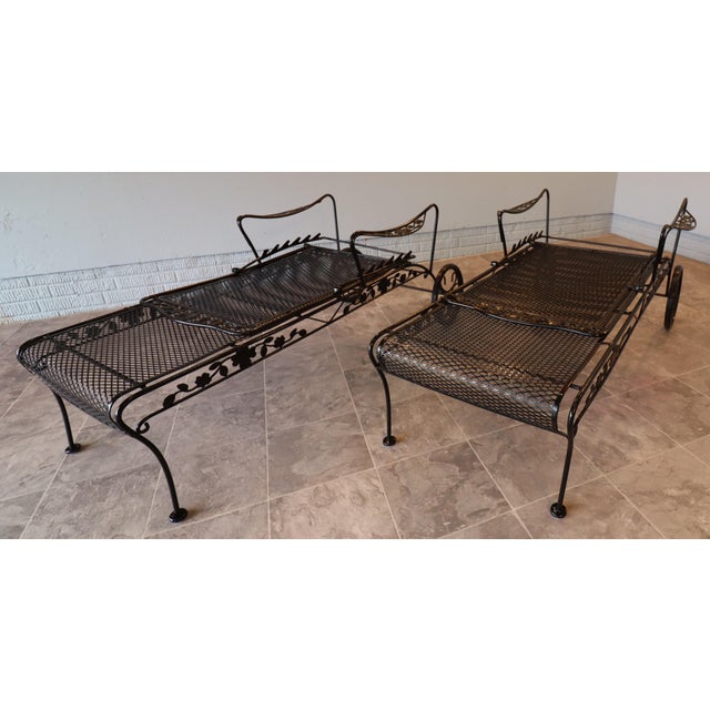 Sam Blount Company Wrought Iron Floral Chaise Loungers — Vintage Pair For Sale - Image 15 of 18