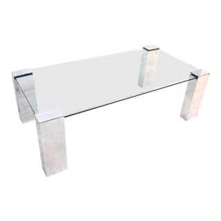 Pace Style Polished Aluminum Coffee Table For Sale