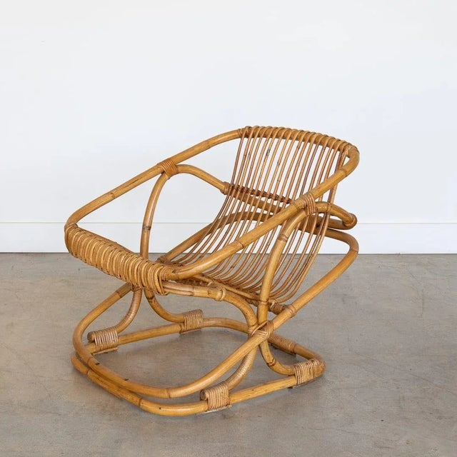 Italian 1960s Pair of Italian Rattan Bucket Chairs For Sale - Image 3 of 11