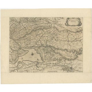 Antique Map of Zuid-Holland in the Netherlands by Blaeu, 1645 For Sale