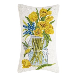 Spring Flowers Mason Jar Hook Pillow, 14" x 22" For Sale