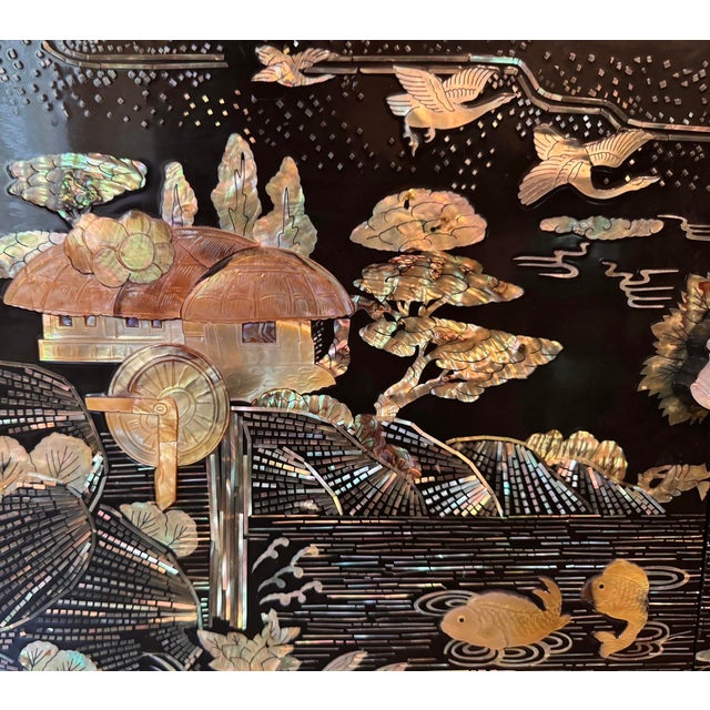 1960s Korean Mother of Pearl Inlay Cabinet Display For Sale - Image 10 of 14