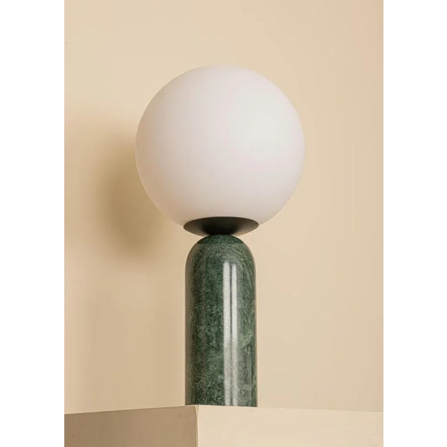 Contemporary Green Marble and Steel Atlas Table Lamp by Simone & Marcel For Sale - Image 3 of 6