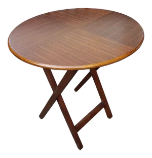 Contemporary Zebra Wood Bookmatched Top Cross Legs Folding Table