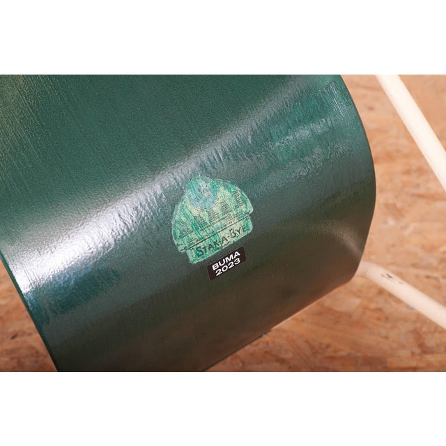 Green Chairs in Tubular Steel and Cream-Colored Lacquered by Harry Sebel, 1947, Set of 4 For Sale - Image 8 of 15