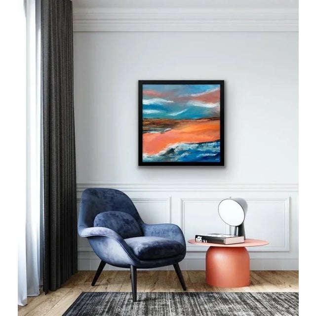 Orange & Blue Abstract English Moorland Landscape using Earthy Colours by Contemporary British Artist Angela Wakefield -...