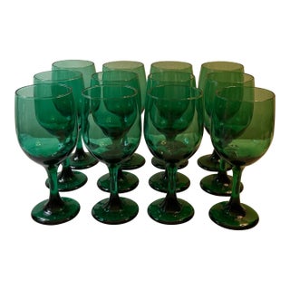 Libbey Green Wine Glasses, New in Box- Set of 12 For Sale
