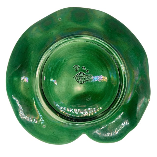 Ceramic George Jones Majolica Water Lily Plate Glazed in Lush Greens, English, Ca. 1869 For Sale - Image 7 of 8