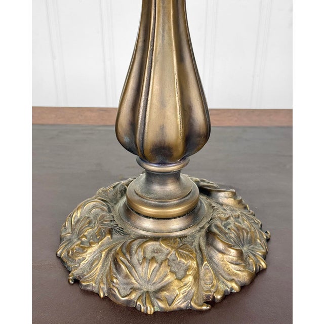 Antique Art Nouveau Carmel Slag Glass Table Lamp For Sale - Image 13 of 14