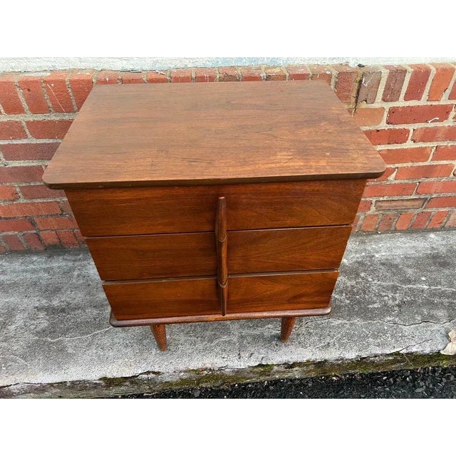 Walnut Mid Century 3 Drawer Sculptural Night Stand For Sale In Washington DC - Image 6 of 12