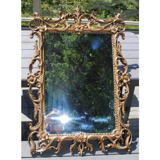 Beautiful Hollywood Regency style rectangle wall mirror by Turner. Model P100. It's a nice "middle of the road" sized wall...