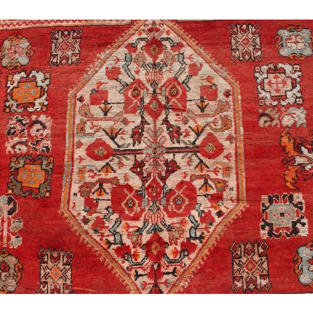 Textile Large Vintage Moroccan Gallery Rug With Tribal Design in Red, Ivory and Orange For Sale - Image 7 of 13