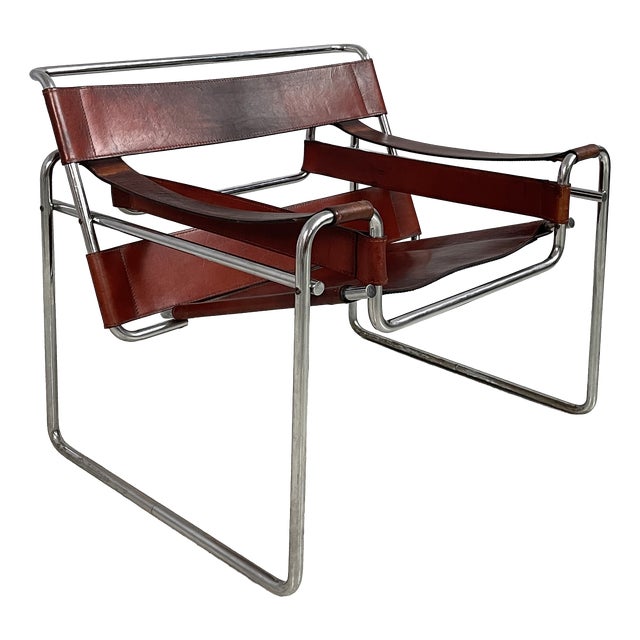 Italian Modern Burgundy Leather Wassily Armchair by Marcel Breuer for Gavina, 1960s For Sale