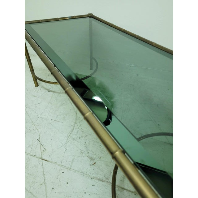 1950s Vintage Bamboo Effect Brass and Glass Coffee Table, 1950s For Sale - Image 5 of 10