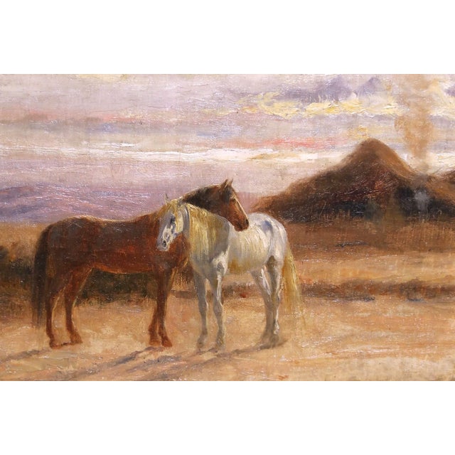 Late 19th Century 19th Century Equestrian Landscape Painting on Canvas by Lewis L. Shonborn For Sale - Image 5 of 10