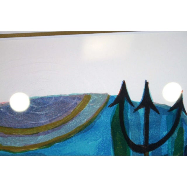 Printmaking Materials Judith Bledsoe Pisces Zodiac Hand Signed Contemporary Lithograph 108/250 Framed For Sale - Image 7 of 11