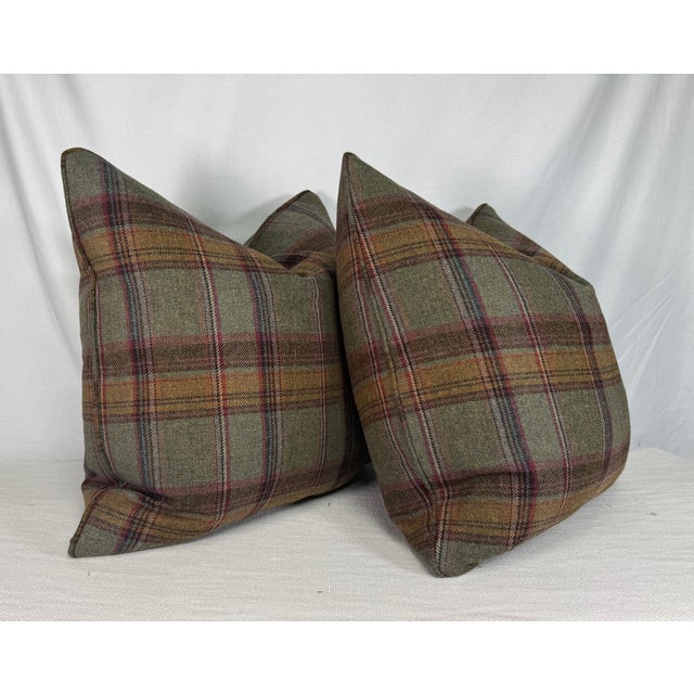 Transitional Ralph Lauren "Keighley Plaid" in Shetland 22" Pillows-a Pair For Sale - Image 3 of 3