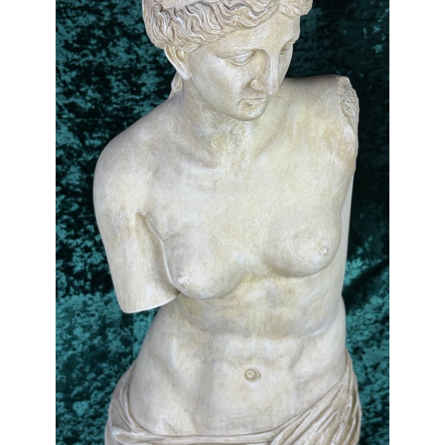 42" Classical Grand Tour Style Venus De Milo Statue - Distressed Faux Stone Finish For Sale In Phoenix - Image 6 of 11