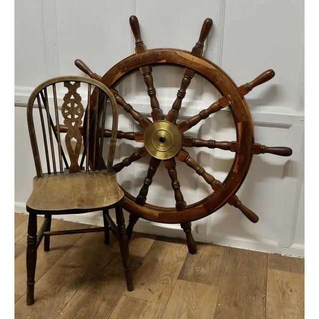 Large Mid 20th Century Teak Ships Wheel, 1960s For Sale - Image 3 of 8