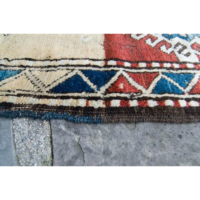 1890s Borchelu Bordjalou Rug Abrush Hand-Knotted Kazak Medallions Blue Wool Pile Rug - 4’11” X 7’4” For Sale - Image 9 of 10