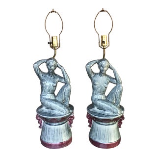 Art Deco Figural Island Lady Lamps - a Pair For Sale