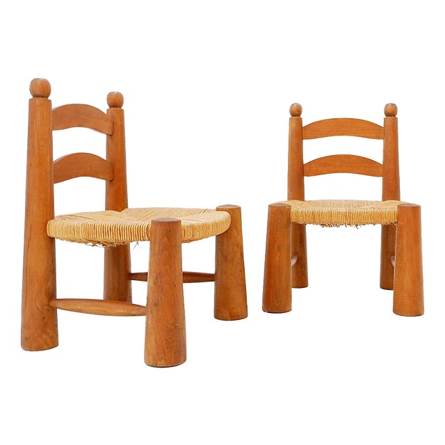 Low Brutalist Chairs by Charles Dudouyt, 1960s, Set of 2 For Sale