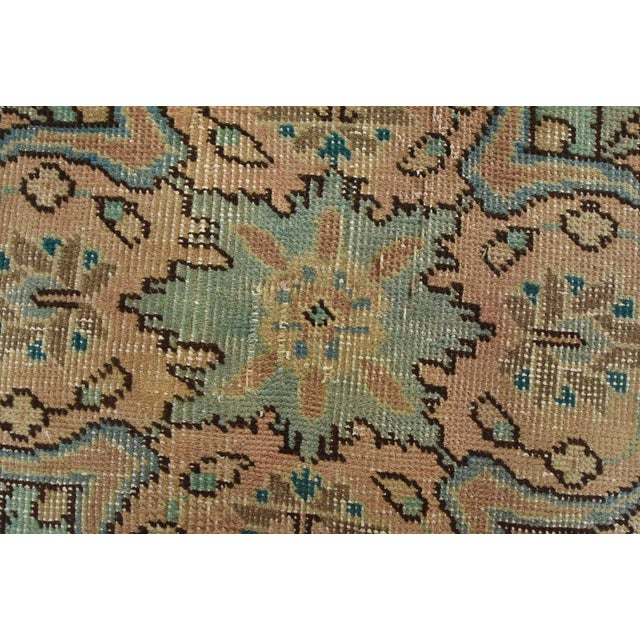 Tabriz Rug 9’7” X 12’4” Pink Wool Vintage Distressed Hand-Knotted Carpet For Sale - Image 9 of 15