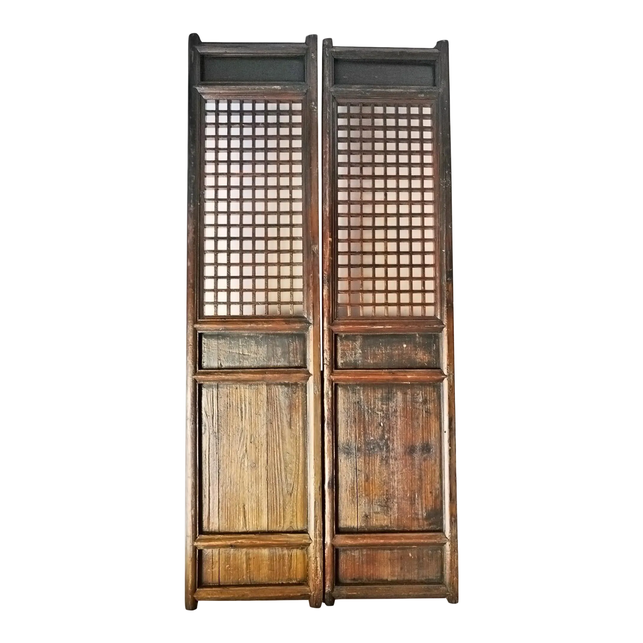 Set of 2 Early 20th Century Chinese Wood Lattice Doors | Chairish