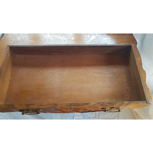 Late 19th Century 1890s Victorian Style Golden Oak Library Table For Sale - Image 5 of 13