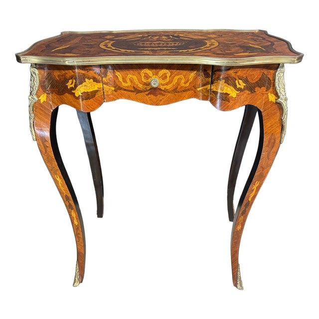 French Marquetry Lamp Table, 1890 For Sale