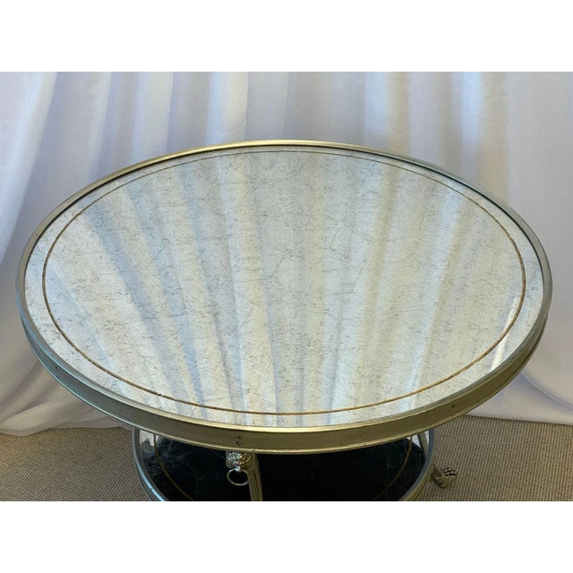 Late 20th Century Hollywood Regency Style Mirrored Gueridon, Center Table, Silver Gilt, Lion Heads For Sale - Image 5 of 13
