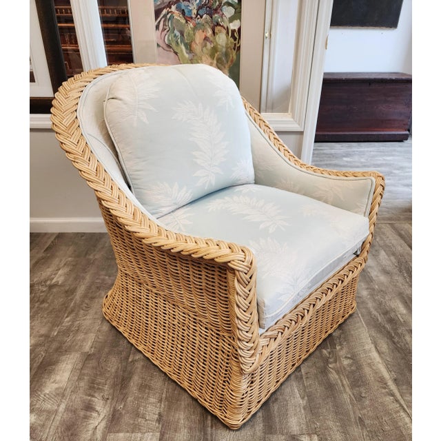 Late 20th Century Michael Taylor Style Wicker Rattan Armchair For Sale In New York - Image 6 of 18
