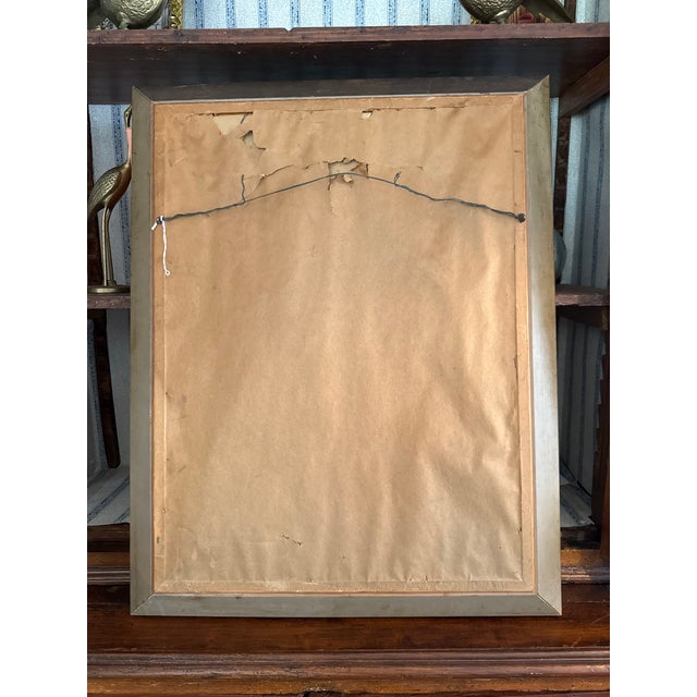 1950s Mid-Century Modernist Oil Portrait in Giltwood Frame For Sale - Image 5 of 5