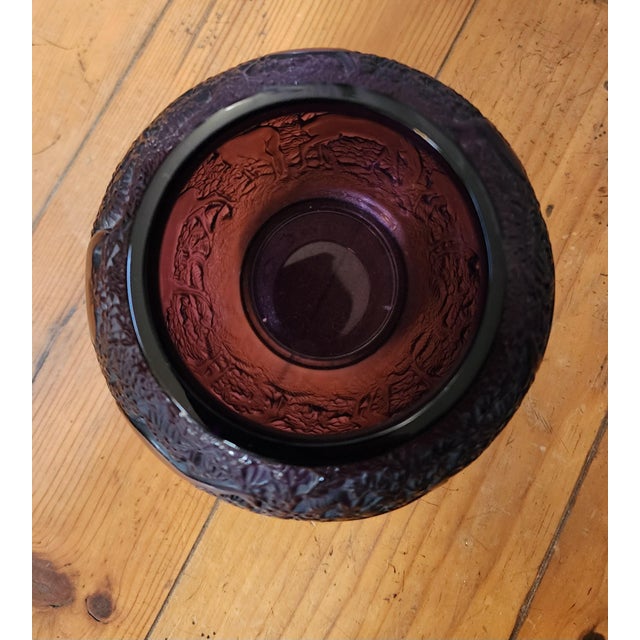 Lalique 1960s Lalique Amethyst Glass Vase With Deer For Sale - Image 4 of 4