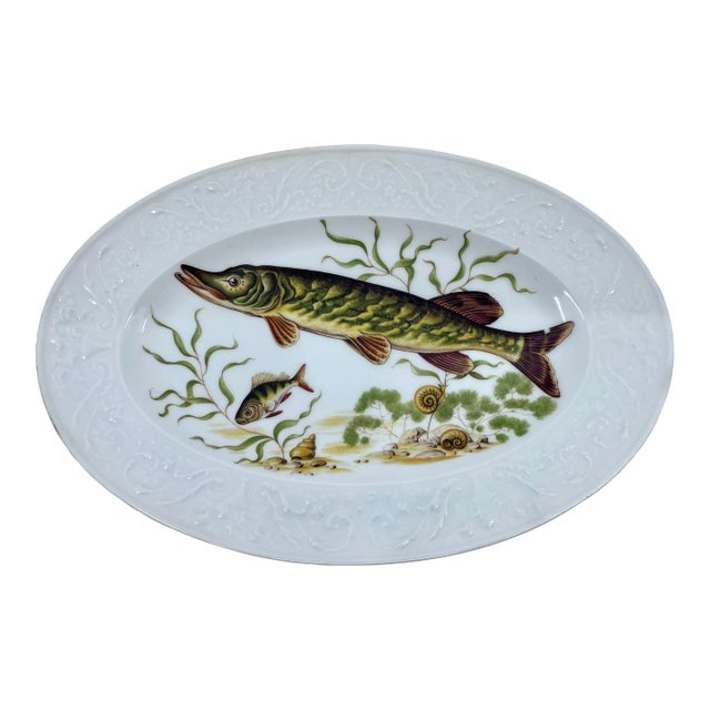 Antique Pike Fish Limoges Made in France Platter For Sale