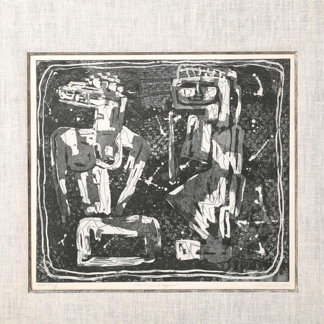 This Mid-Century Modernist etching, titled "One Ancient Figure", is an artist's proof, created and signed by the renowned...