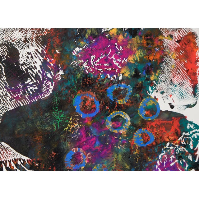 Blue Emersion - Original Abstract Acrylic on Paper Vibrant composition by California artist Charles "Dave" Francis...