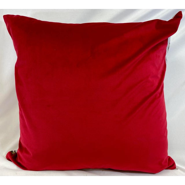 Silver Jolly Snowman With His Animal Friends in a Winter Wonderland Christmas Themed 20” Pillow - Made in U K For Sale - Image 8 of 11