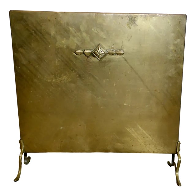 Art Deco Brass Fire Screen For Sale