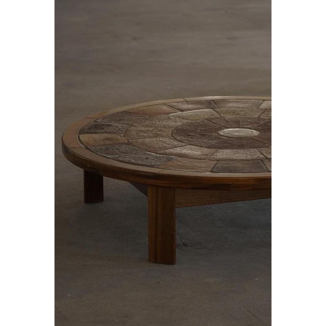 Mid-Century Danish Wood Coffee Table with Ceramic Tile Top by Tue Poulsen, 1970s For Sale - Image 3 of 18