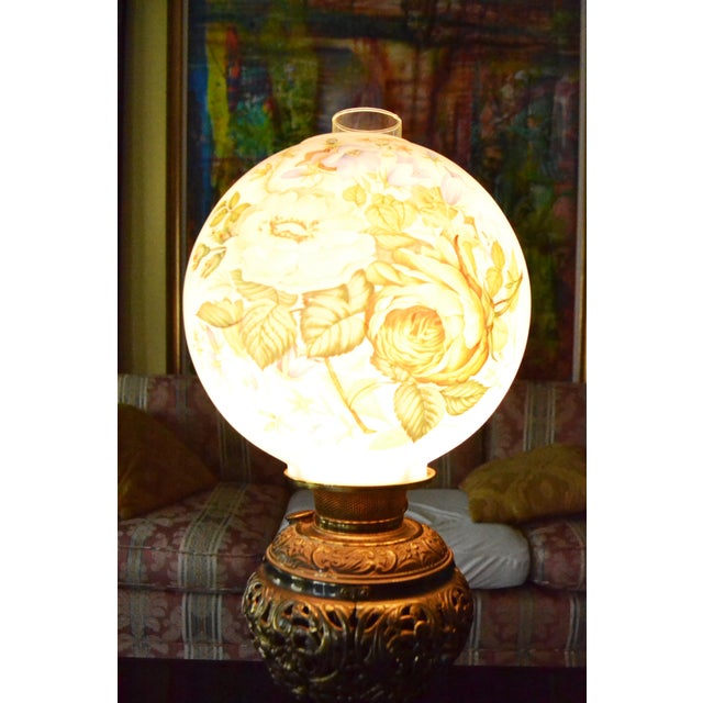 Antique Bradley & Hubbard B & H Banquet Lamp w/ Floral Globe Brass Working Rare Great, Working Condition! 28" High Fast &...