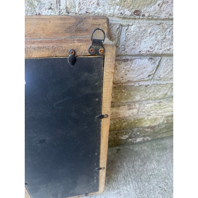 Mid 20th Century Rustic Solid Wooden Wall Hanging Mirror For Sale - Image 10 of 17