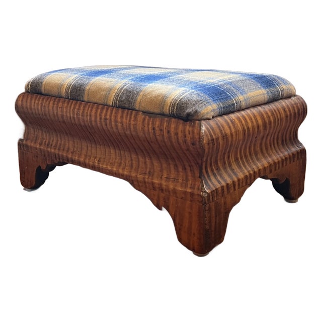 Antique 19th Century American Classical Foot Stool in Highly Figured Tiger Maple Circa 1830 For Sale