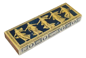 Vintage Greek Muses Metal Decorative Box With Sliding Wood Interior